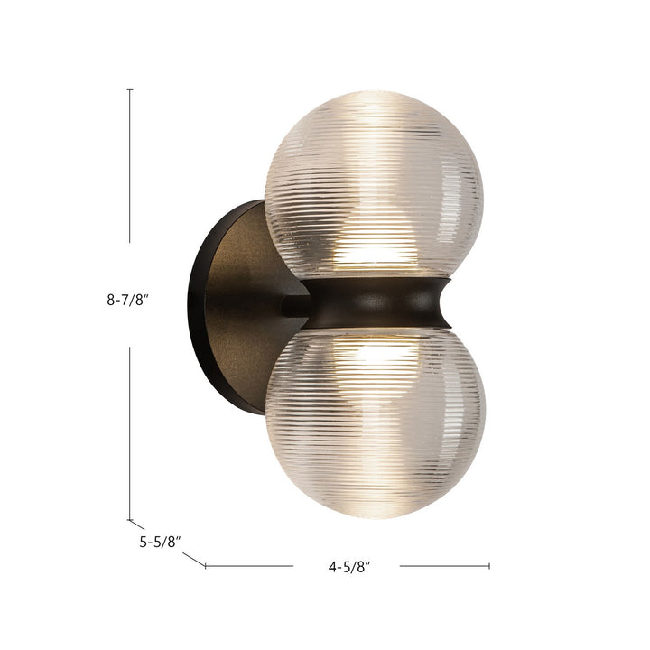 Kuzco Canada - EW77209-BK/CR - LED Exterior Wall Mount - Peri - Black/Clear Ribbed Glass