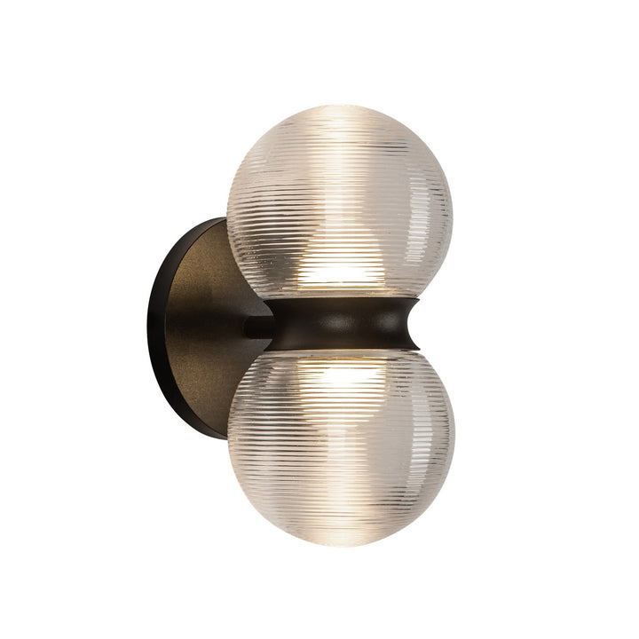 Kuzco Canada - EW77209-BK/CR - LED Exterior Wall Mount - Peri - Black/Clear Ribbed Glass