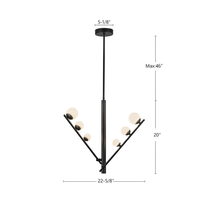 Kuzco Canada - PD55520-BK/OP - LED Pendant - Cypress - Black/Opal Glass
