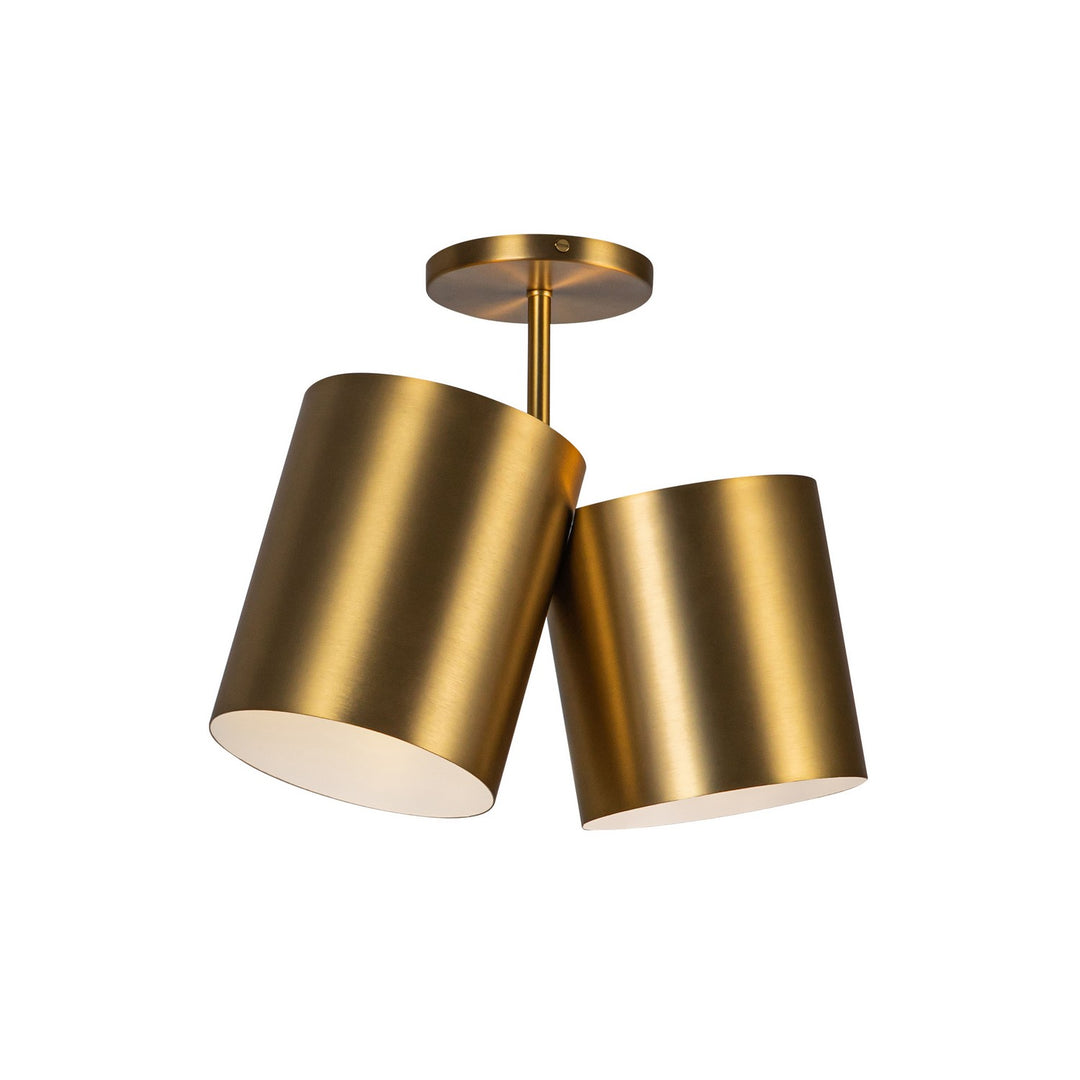 Keiko Two Light Semi-Flush Mount in Brushed Gold - available from The Lighting Shoppe, trusted by Canadian homeowners