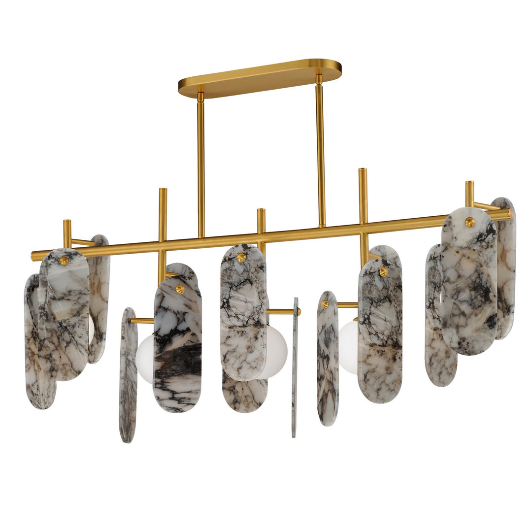 Megalith - Stone LED Linear Pendant in Natural Aged Brass - available from The Lighting Shoppe, trusted by Canadian homeowners
