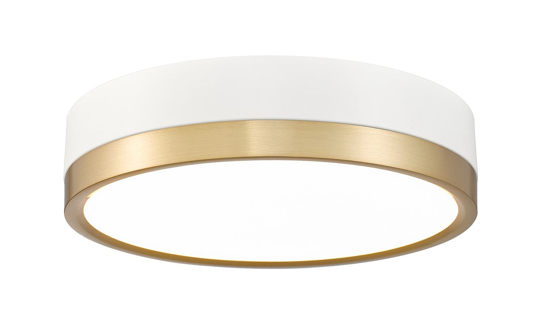 Algar LED Flush Mount in Matte White + Modern Gold - available from The Lighting Shoppe, trusted by Canadian homeowners