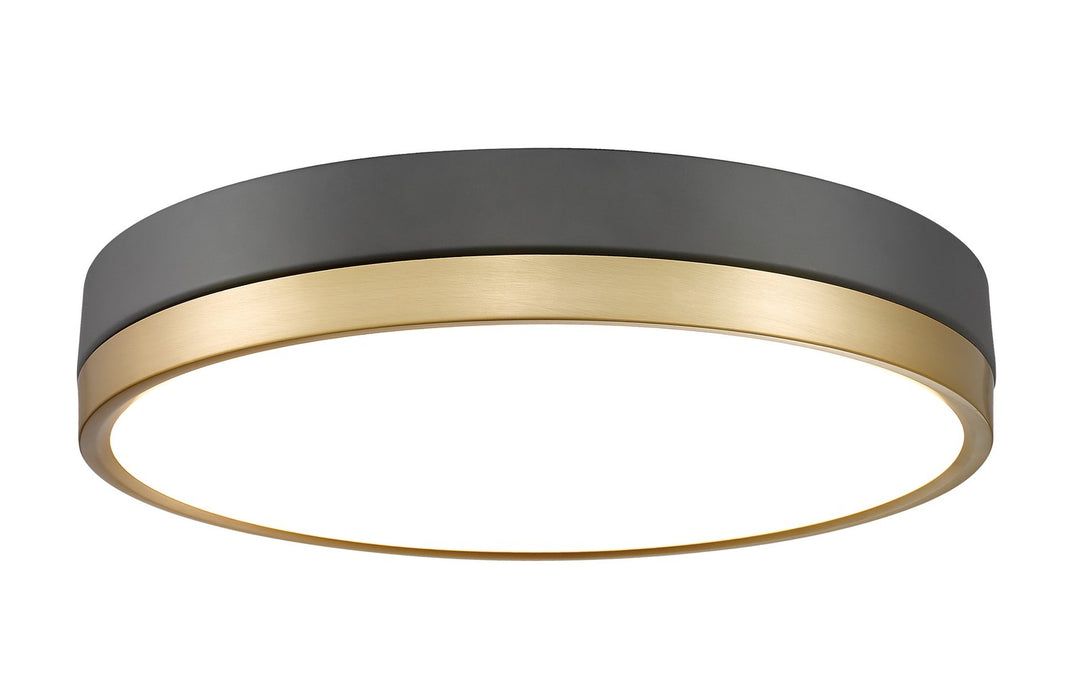 Algar LED Flush Mount in Matte Black + Modern Gold - available from The Lighting Shoppe, trusted by Canadian homeowners