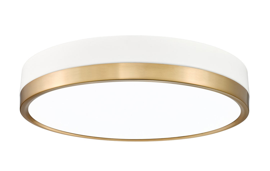 Algar LED Flush Mount in Matte White + Modern Gold - available from The Lighting Shoppe, trusted by Canadian homeowners