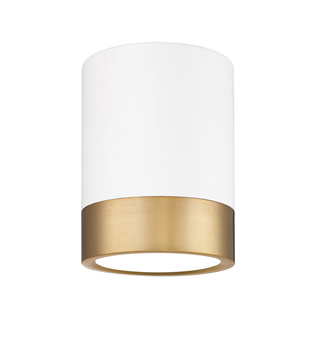 Algar LED Flush Mount in Matte White + Modern Gold - available from The Lighting Shoppe, trusted by Canadian homeowners