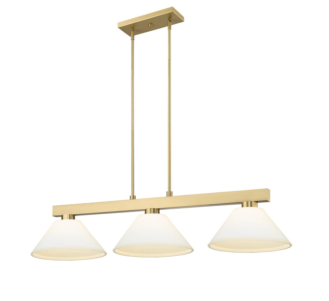 Cobalt Three Light Billiard in Modern Gold - available from The Lighting Shoppe, trusted by Canadian homeowners
