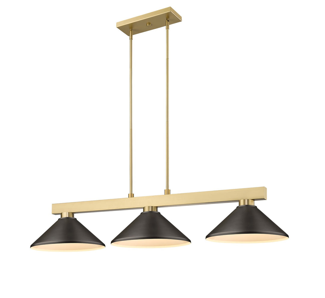 Cobalt Three Light Billiard in Modern Gold - available from The Lighting Shoppe, trusted by Canadian homeowners