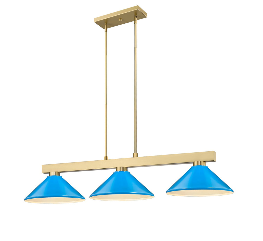 Cobalt Three Light Billiard in Modern Gold - available from The Lighting Shoppe, trusted by Canadian homeowners