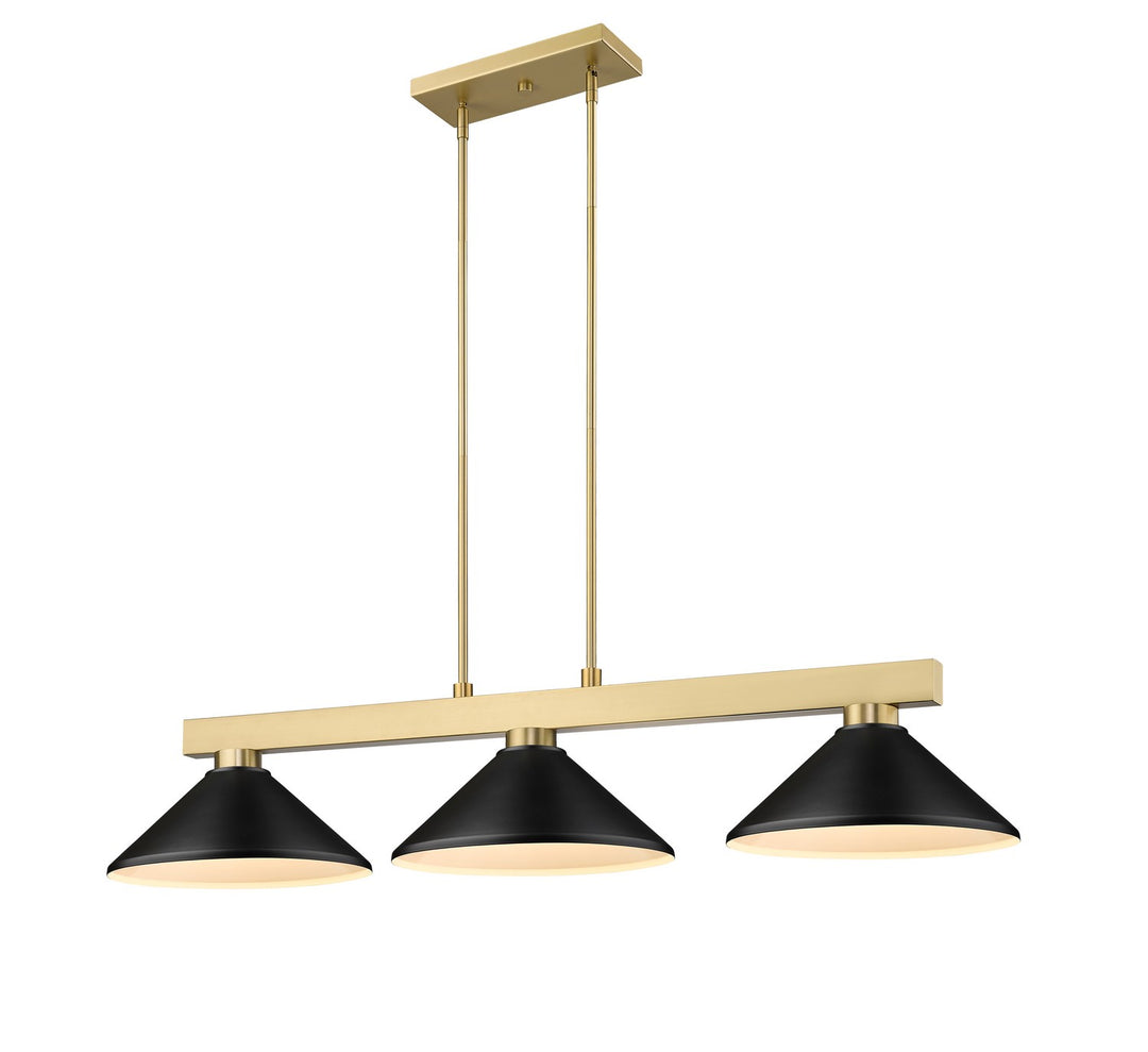 Cobalt Three Light Billiard in Modern Gold - available from The Lighting Shoppe, trusted by Canadian homeowners