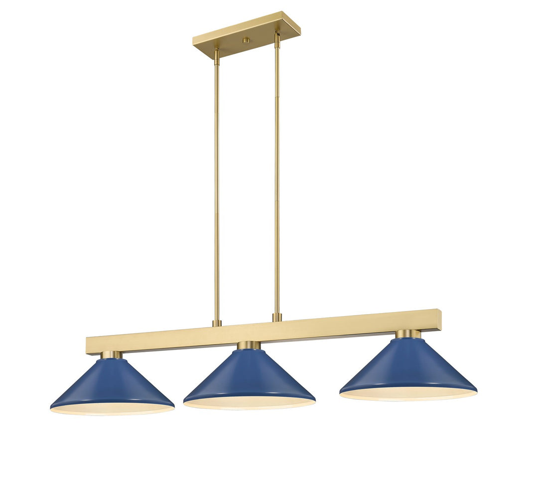 Cobalt Three Light Billiard in Modern Gold - available from The Lighting Shoppe, trusted by Canadian homeowners