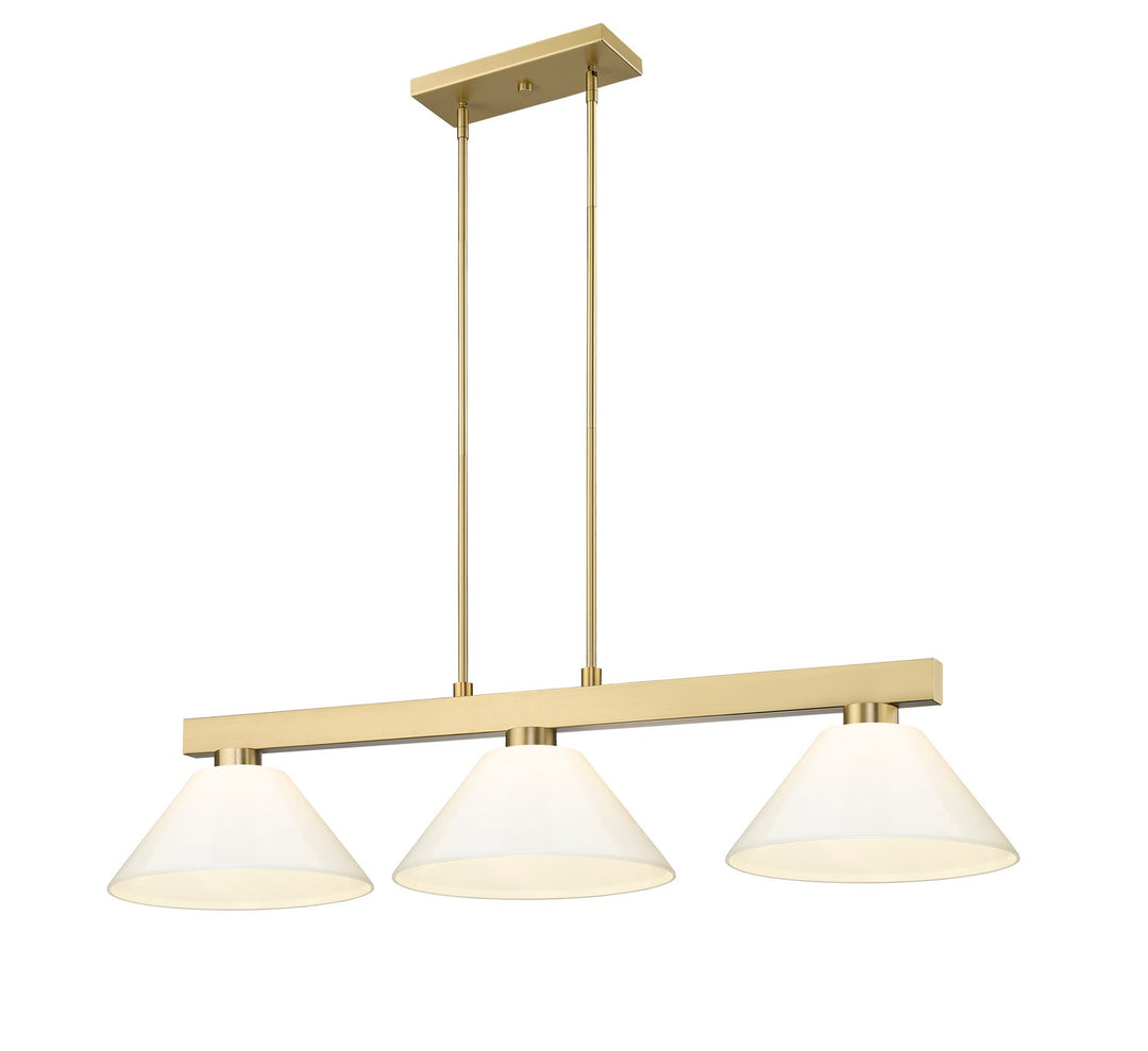 Cobalt Three Light Billiard in Modern Gold - available from The Lighting Shoppe, trusted by Canadian homeowners
