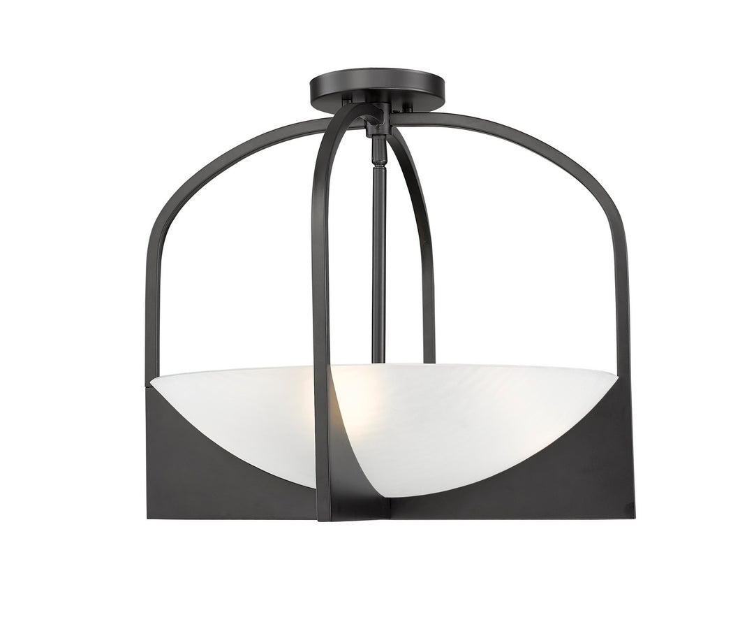 Devon Four Light Semi Flush Mount in Matte Black - available from The Lighting Shoppe, trusted by Canadian homeowners