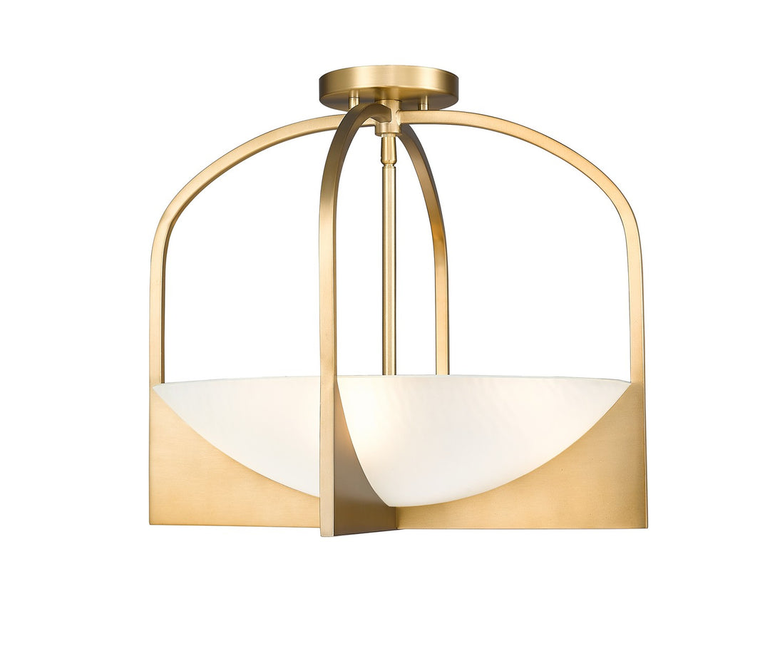 Devon Four Light Semi Flush Mount in Modern Gold - available from The Lighting Shoppe, trusted by Canadian homeowners