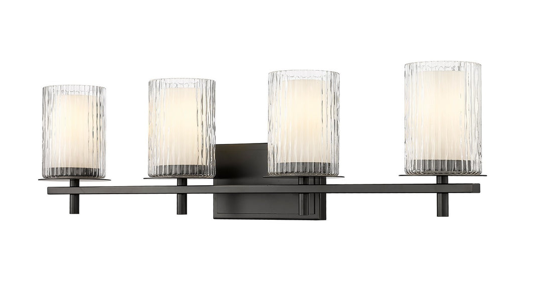 Grayson Four Light Vanity in Matte Black - available from The Lighting Shoppe, trusted by Canadian homeowners