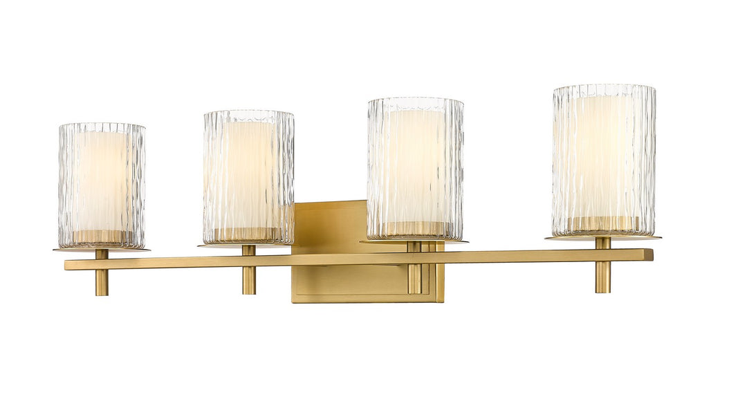 Grayson Four Light Vanity in Modern Gold - available from The Lighting Shoppe, trusted by Canadian homeowners