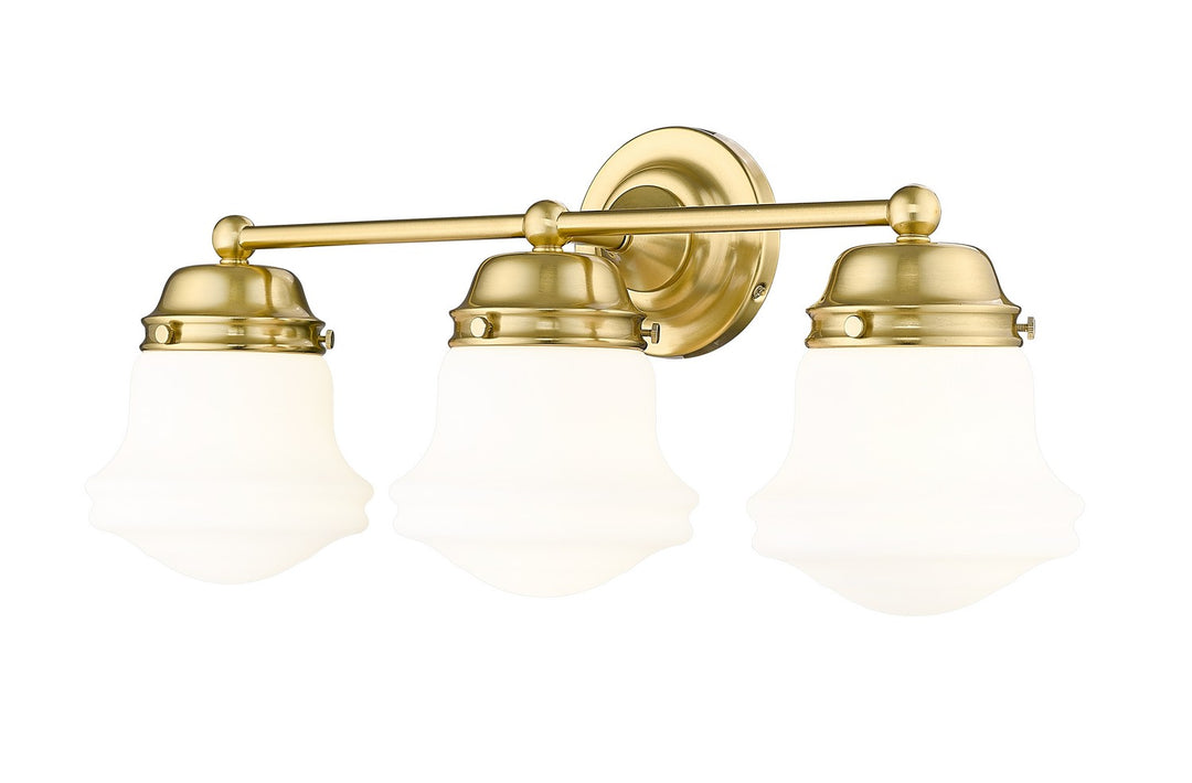 Vaughn Three Light Vanity in Luxe Gold - available from The Lighting Shoppe, trusted by Canadian homeowners