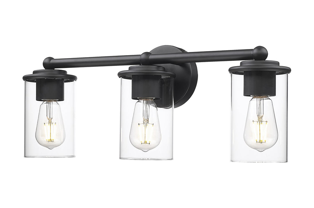 Thayer Three Light Vanity in Matte Black - available from The Lighting Shoppe, trusted by Canadian homeowners