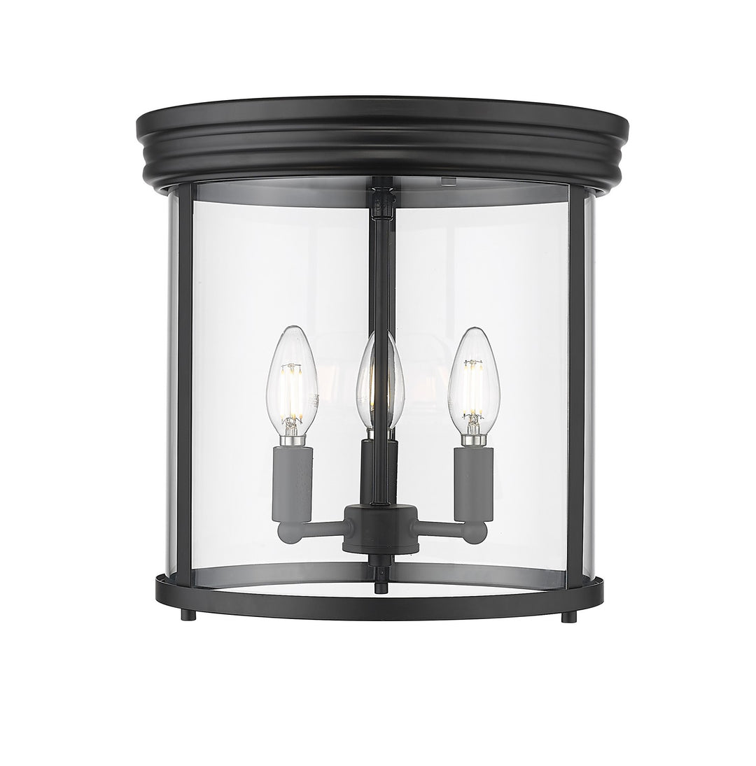Thayer Three Light Flush Mount in Matte Black - available from The Lighting Shoppe, trusted by Canadian homeowners