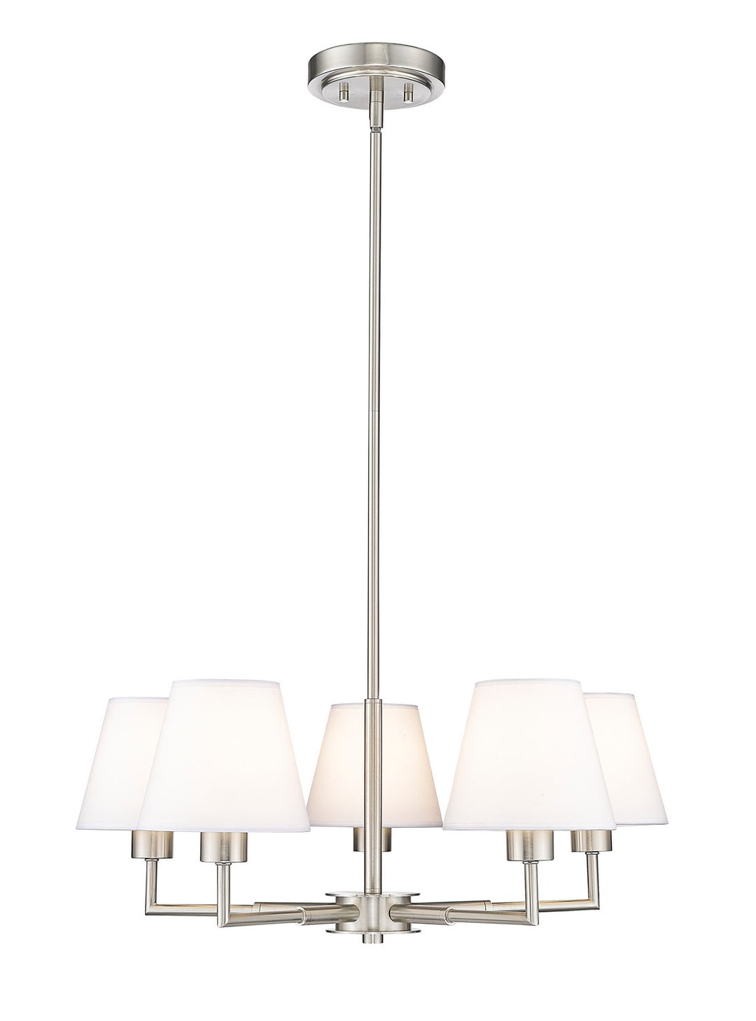 Leila Five Light Chandelier in Brushed Nickel - available from The Lighting Shoppe, trusted by Canadian homeowners