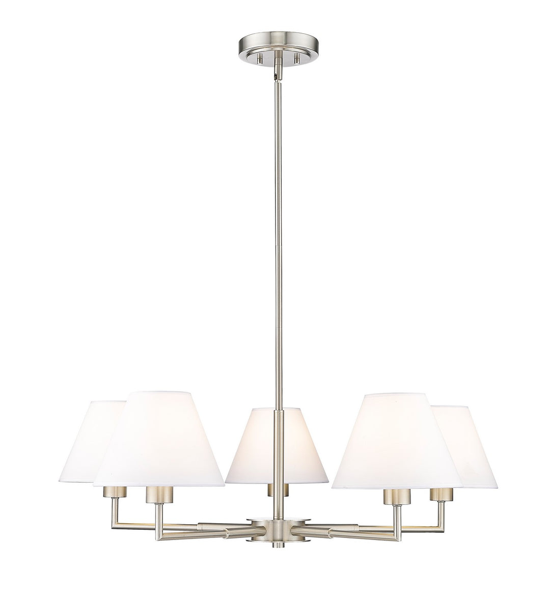 Leila Five Light Chandelier in Brushed Nickel - available from The Lighting Shoppe, trusted by Canadian homeowners
