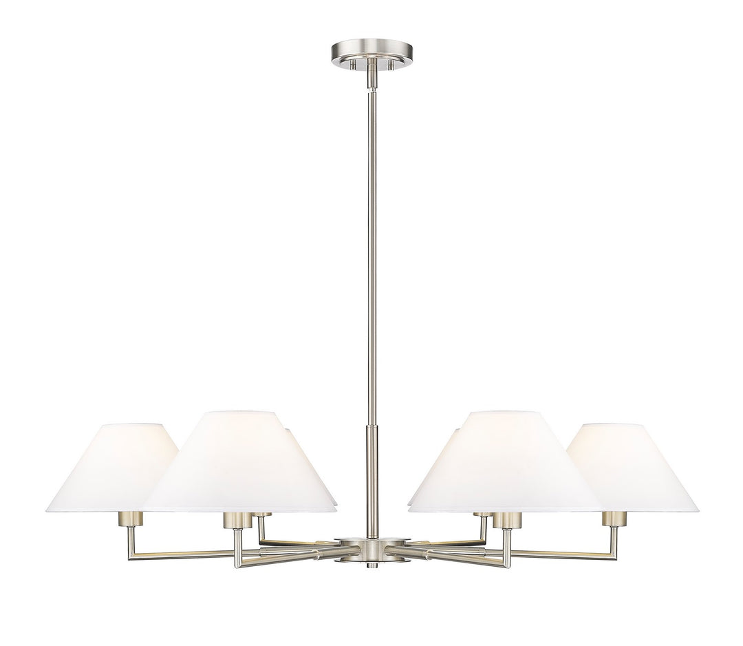 Leila Six Light Chandelier in Brushed Nickel - available from The Lighting Shoppe, trusted by Canadian homeowners