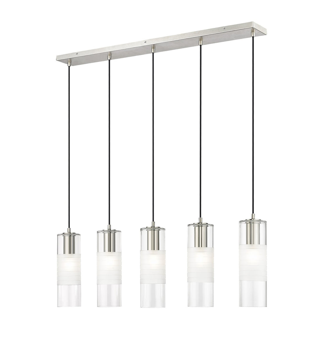 Alton Five Light Linear Chandelier in Brushed Nickel - available from The Lighting Shoppe, trusted by Canadian homeowners