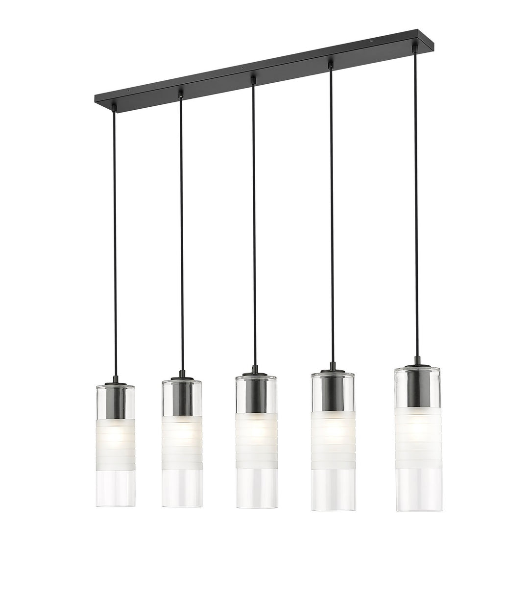 Alton Five Light Linear Chandelier in Matte Black - available from The Lighting Shoppe, trusted by Canadian homeowners