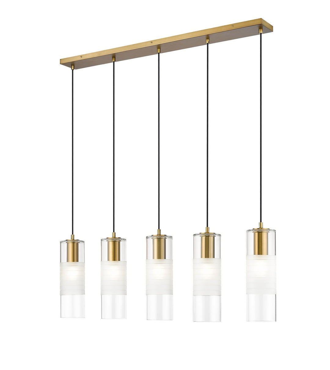 Alton Five Light Linear Chandelier in Modern Gold - available from The Lighting Shoppe, trusted by Canadian homeowners