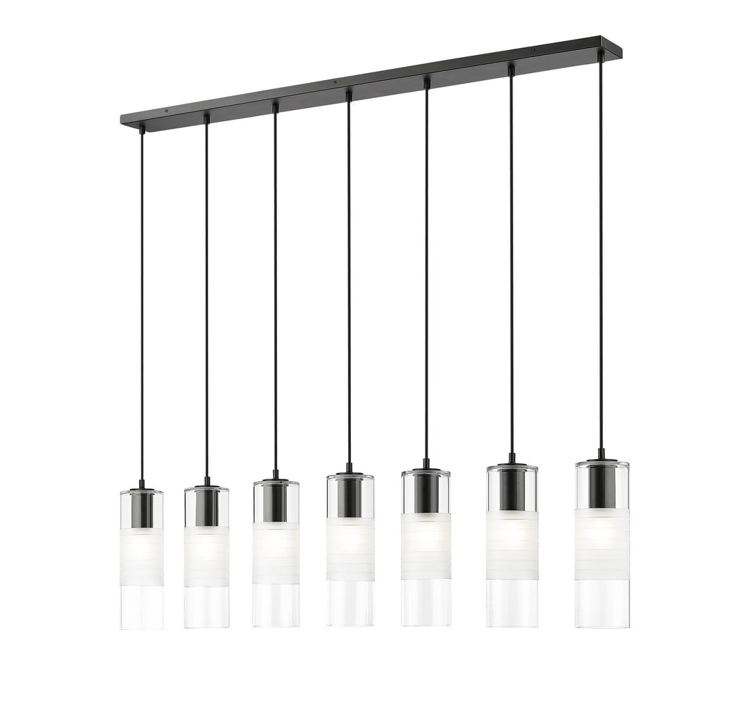 Alton Seven Light Linear Chandelier in Matte Black - available from The Lighting Shoppe, trusted by Canadian homeowners