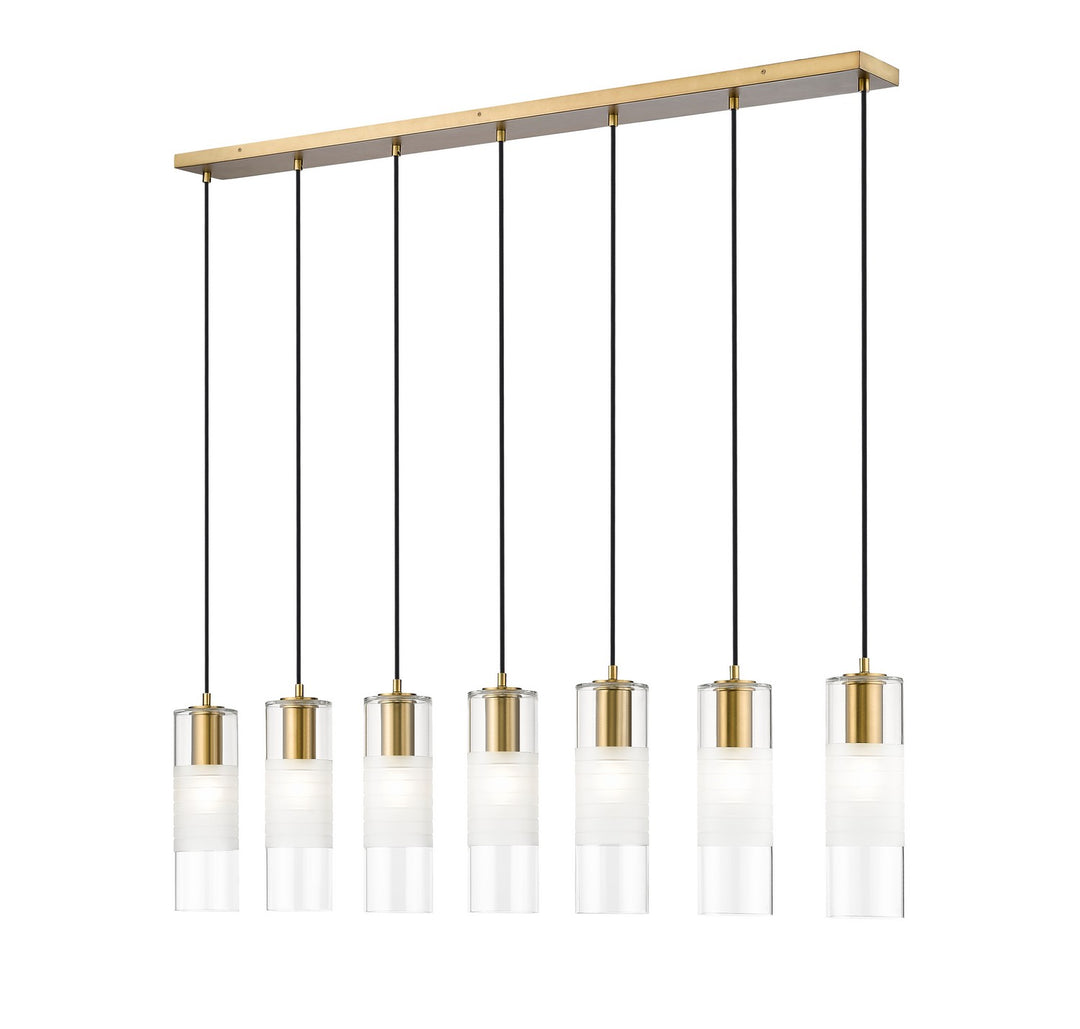Alton Seven Light Linear Chandelier in Modern Gold - available from The Lighting Shoppe, trusted by Canadian homeowners