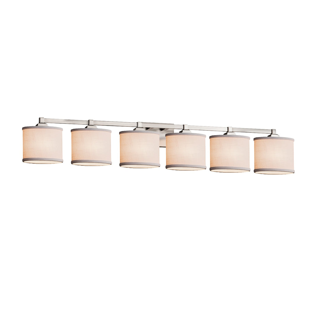 Justice Designs - FAB-8436-30-WHTE-NCKL - Six Light Bath Bar - Textile - Brushed Nickel