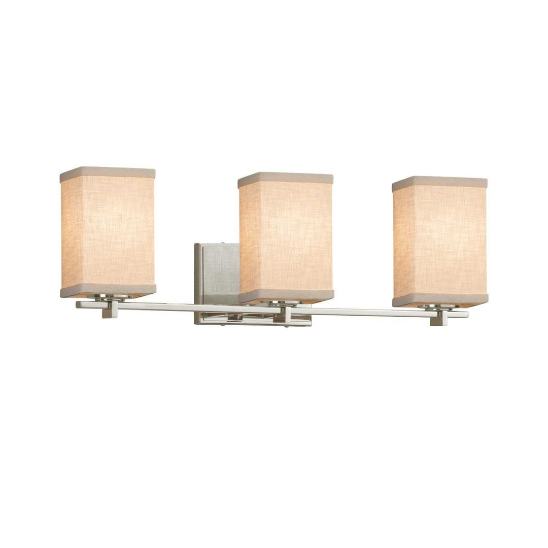 Textile Three Light Bath Bar in Brushed Nickel Justice Designs