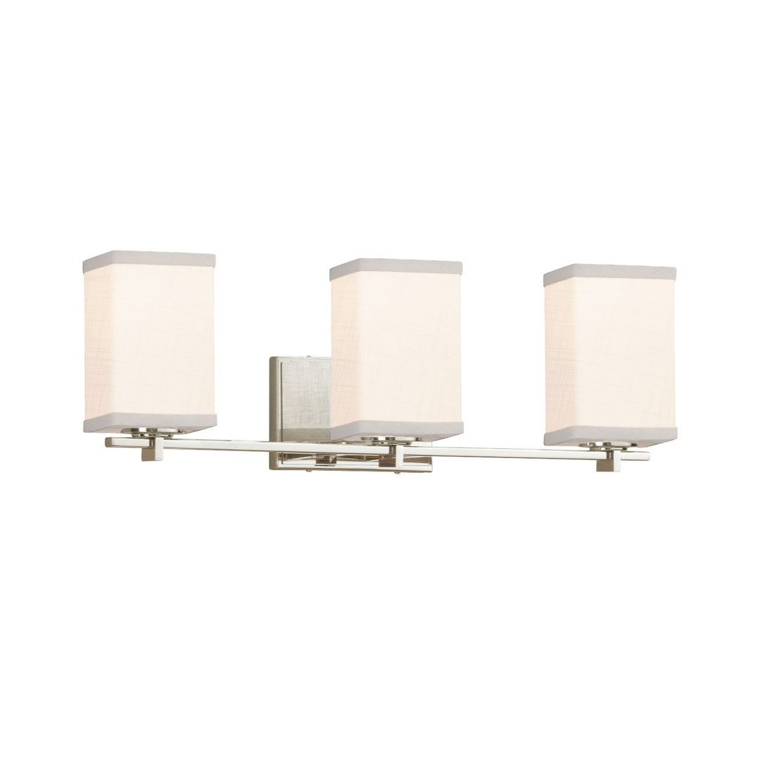 Justice Designs - FAB-8443-15-WHTE-NCKL-LED3-2100 - LED Bath Bar - Textile - Brushed Nickel
