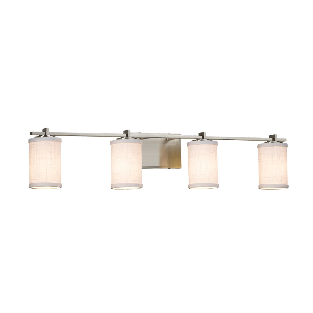 Justice Designs - FAB-8444-10-WHTE-NCKL-LED4-2800 - LED Bath Bar - Textile - Brushed Nickel
