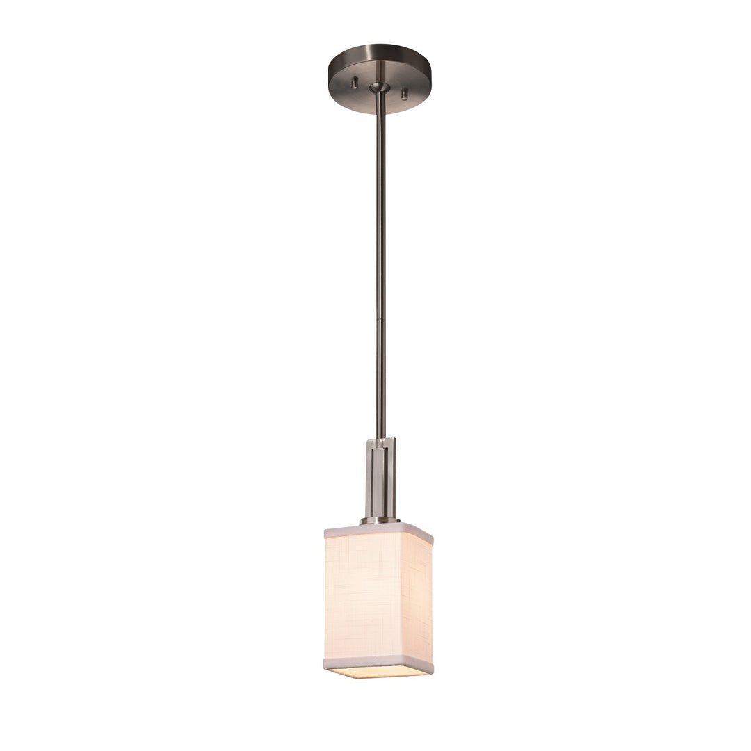 Justice Designs - FAB-8445-15-WHTE-NCKL-LED1-700 - LED Pendant - Textile - Brushed Nickel
