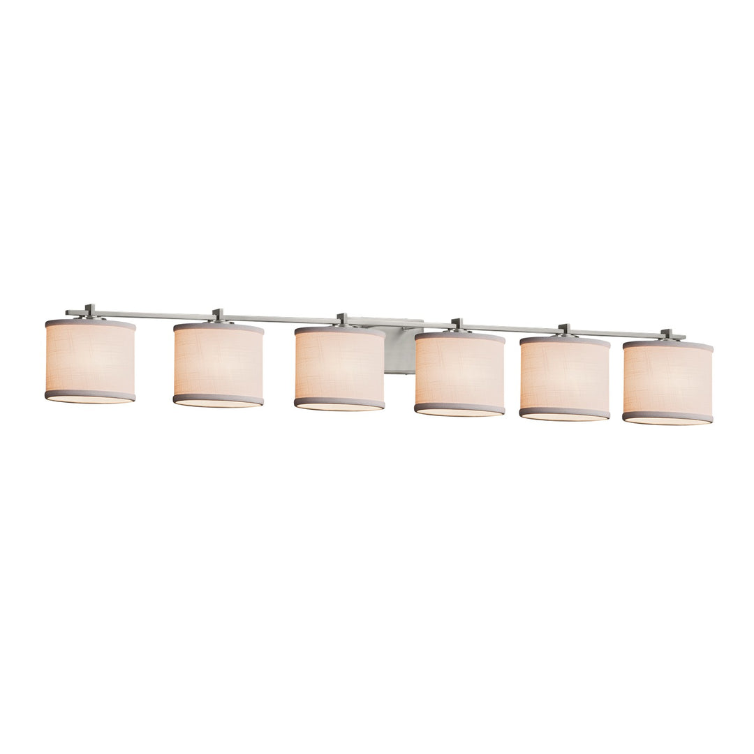 Justice Designs - FAB-8446-30-WHTE-NCKL-LED6-4200 - LED Bath Bar - Textile - Brushed Nickel