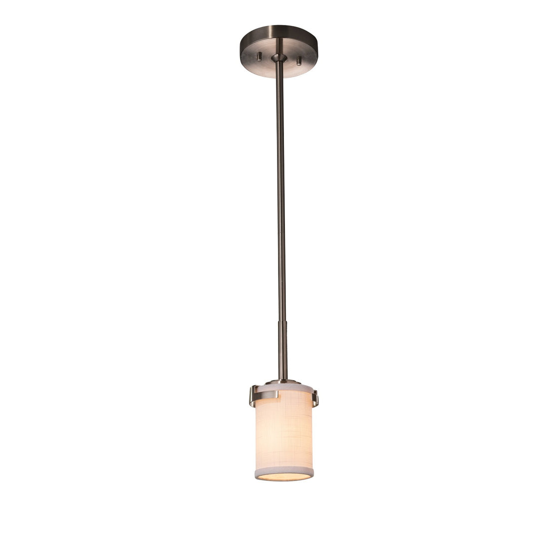 Justice Designs - FAB-8455-10-WHTE-NCKL-LED1-700 - LED Pendant - Textile - Brushed Nickel
