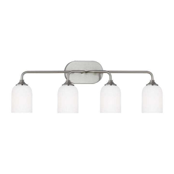 Emile Four Light Vanity in Brushed Steel - available from The Lighting Shoppe, trusted by Canadian homeowners