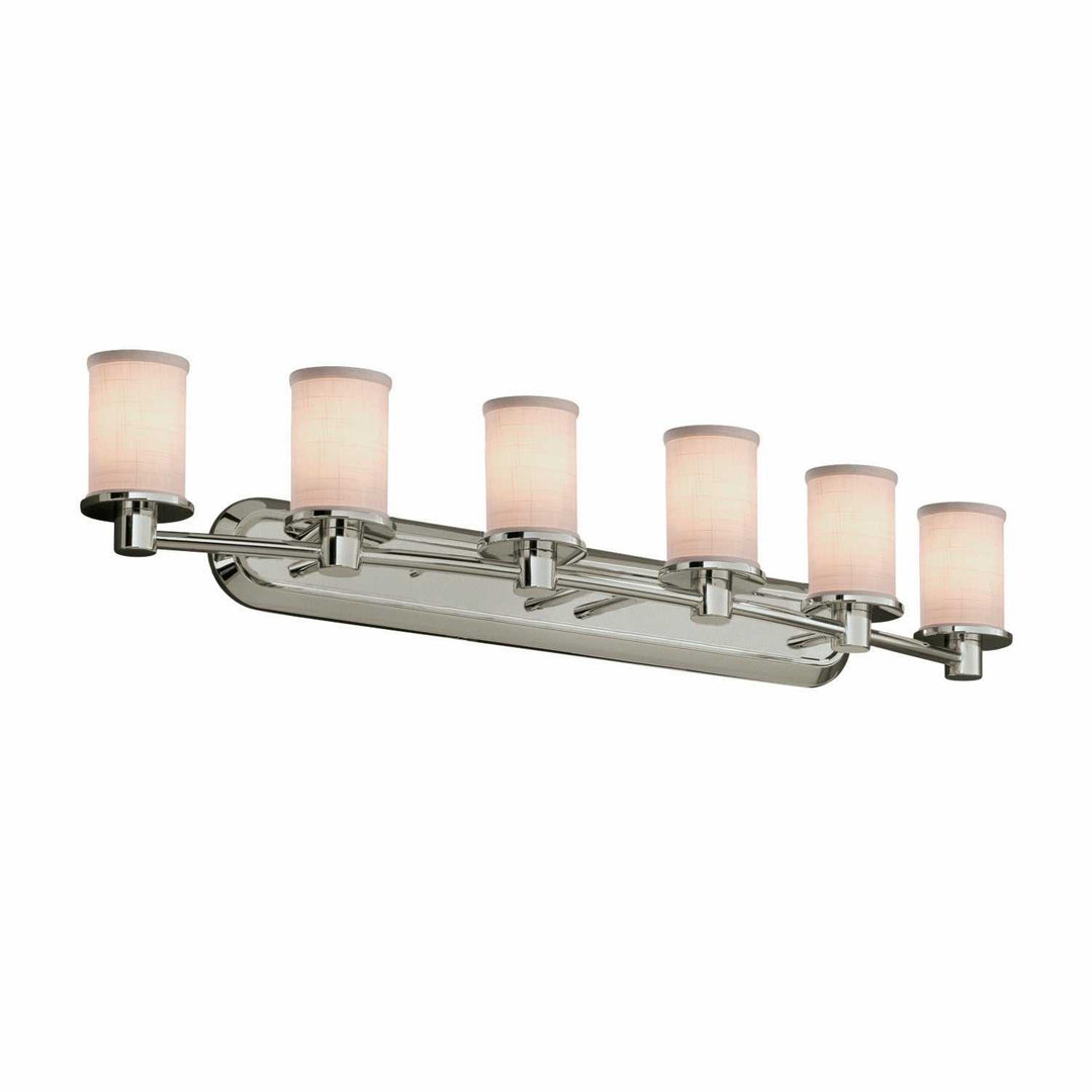 Textile Six Light Bath Bar in Brushed Nickel Justice Designs