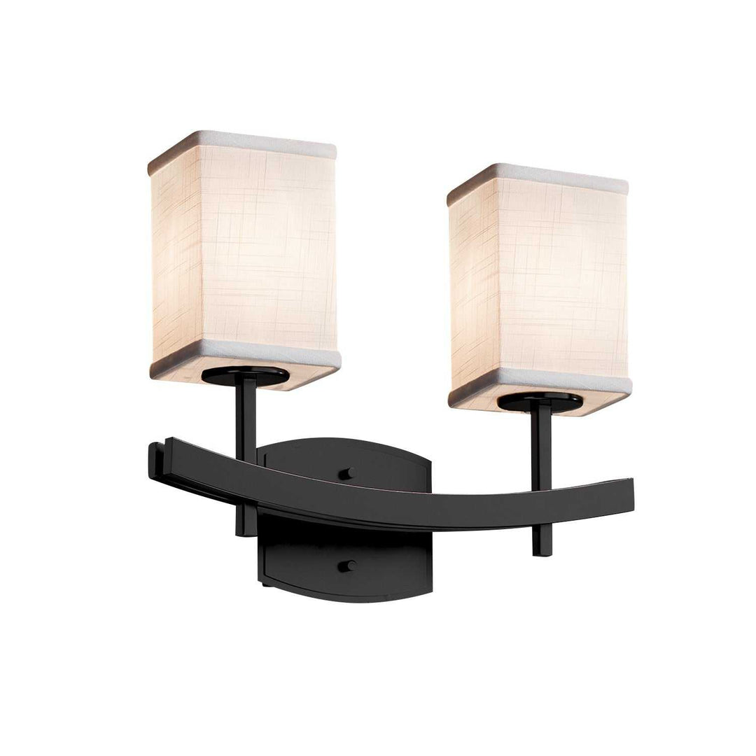Textile Two Light Bath Bar in Matte Black Justice Designs