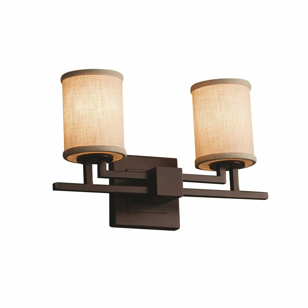 Textile Two Light Bath Bar in Dark Bronze Justice Designs