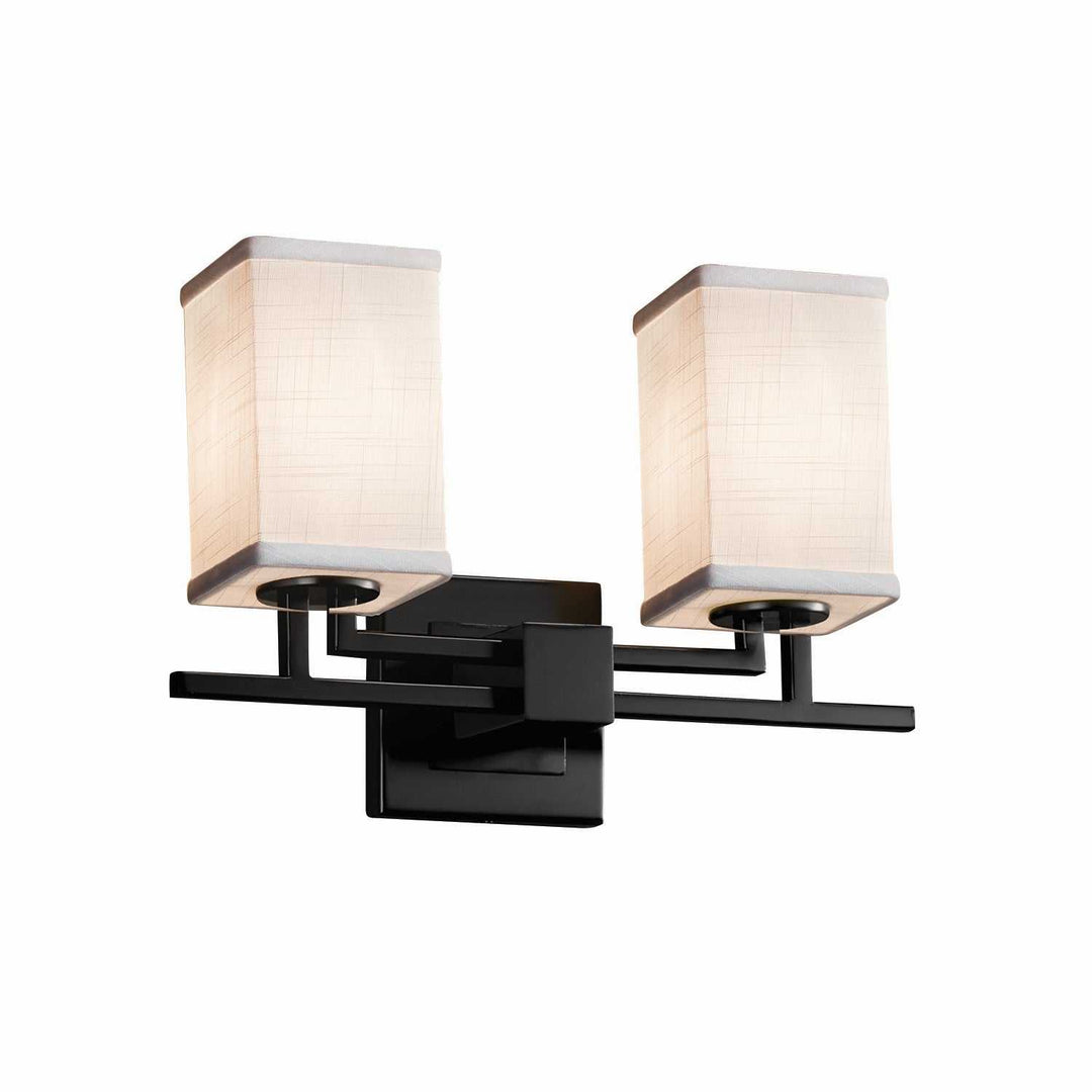 Textile Two Light Bath Bar in Matte Black Justice Designs