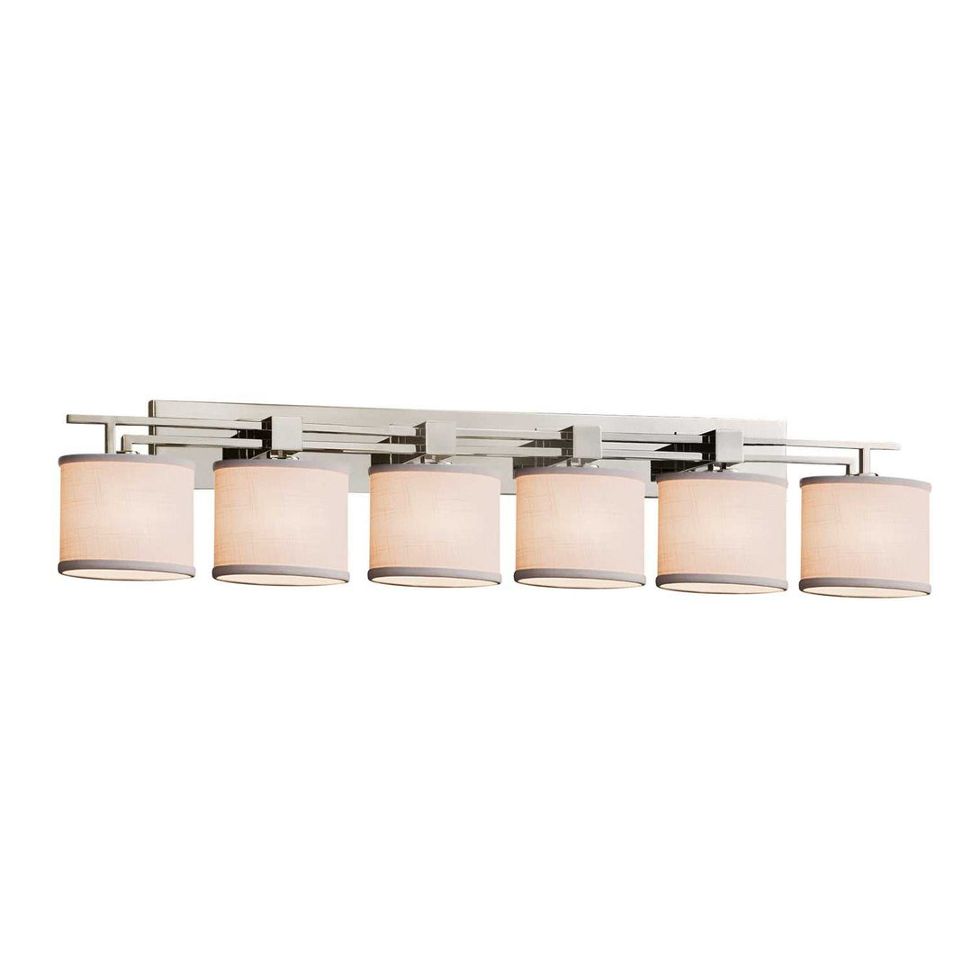 Textile Six Light Bath Bar in Brushed Nickel Justice Designs