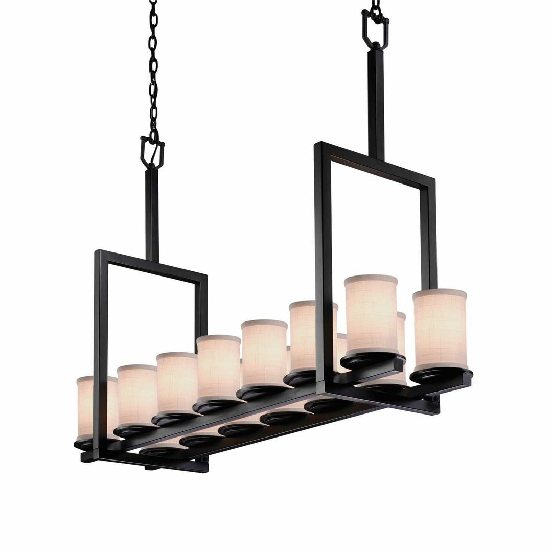 Textile 14 Light Chandelier in Matte Black Justice Designs