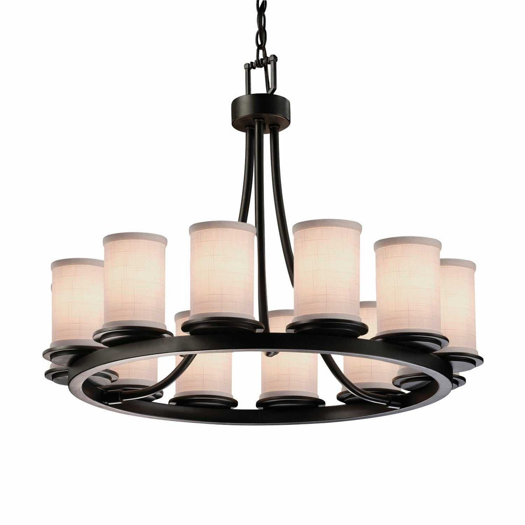 Textile 12 Light Chandelier in Matte Black Justice Designs