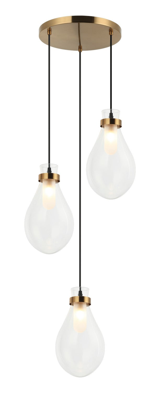 Seranna Three Light Pendant in Aged Gold Brass - available from The Lighting Shoppe, trusted by Canadian homeowners