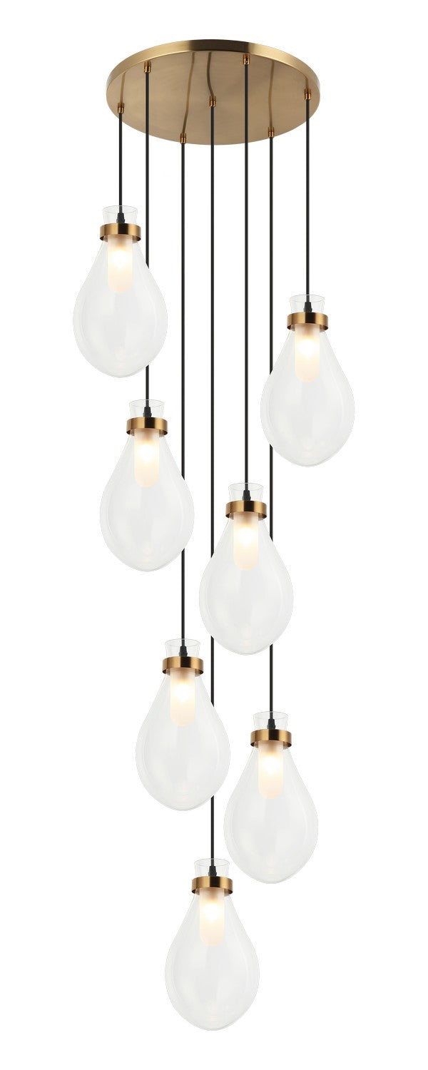 Seranna Seven Light Pendant in Aged Gold Brass - available from The Lighting Shoppe, trusted by Canadian homeowners