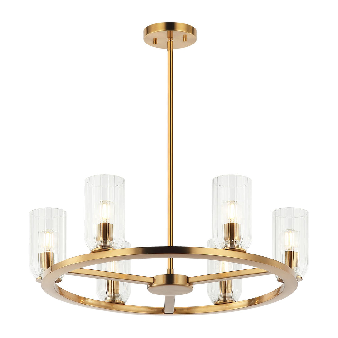 Westlock Six Light Chandelier in Aged Gold Brass - available from The Lighting Shoppe, trusted by Canadian homeowners