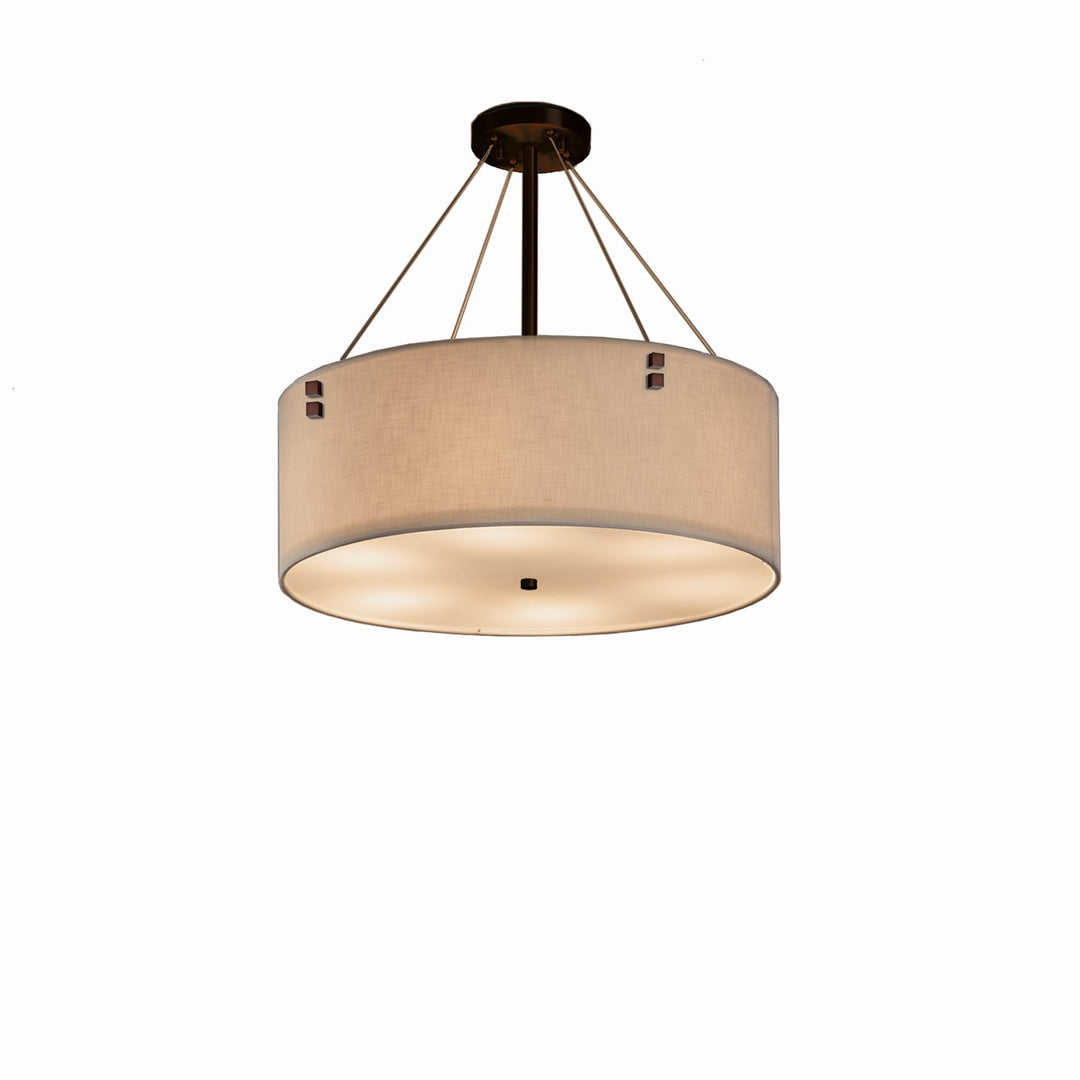 Justice Designs - FAB-9531-CREM-DBRZ-F2-LED4-2800 - LED Pendant - Textile - Dark Bronze