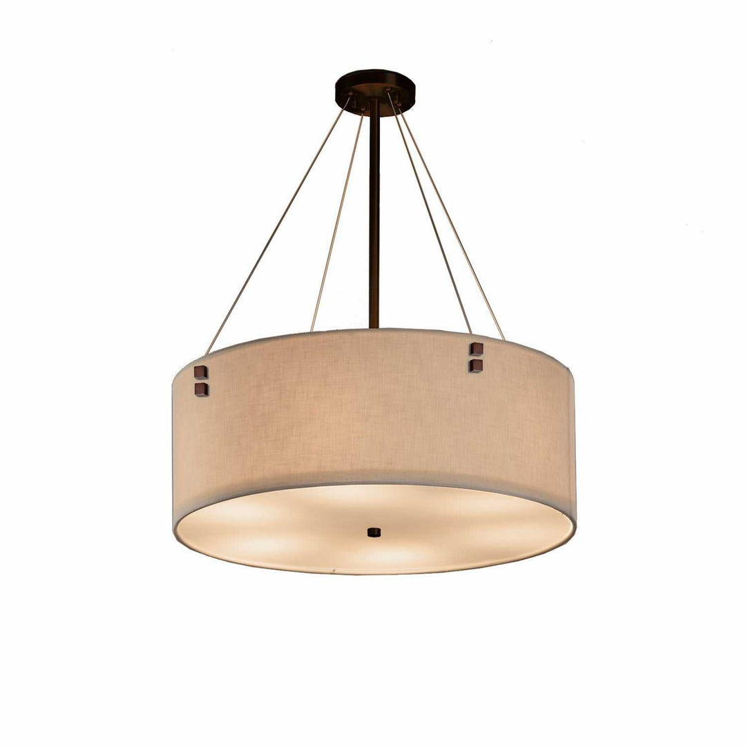 Textile Six Light Pendant in Dark Bronze Justice Designs